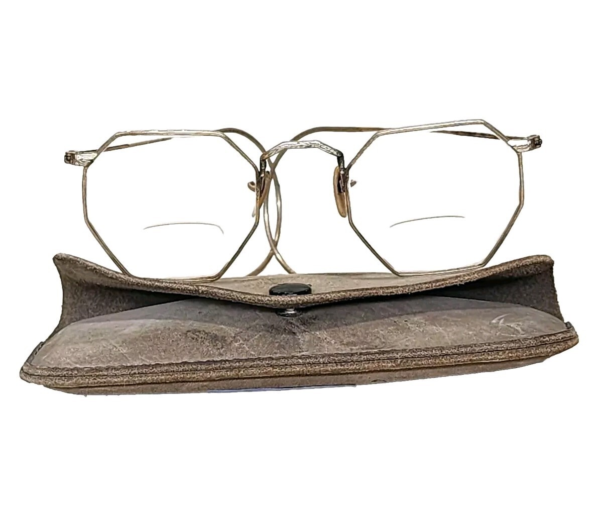 Vintage SHURON Hibo Eyeglasses Durex 1/10 12K GF Octagonal Frame W/ Case 115mm