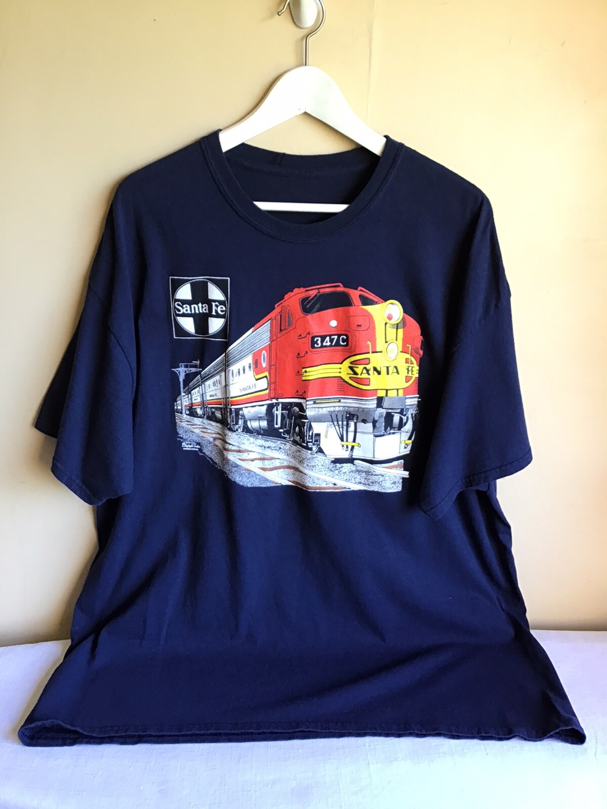 Mens Daylight Sales Santa Fe Super Client Train Blue Graphic Cotton Tshirt