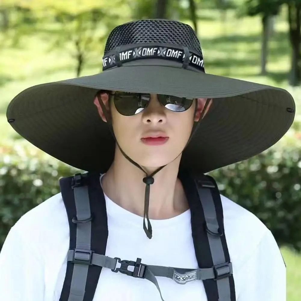 Summer 15CM Large Brim Sun Hat Men Women Breathable Fishing Caps Sun UV