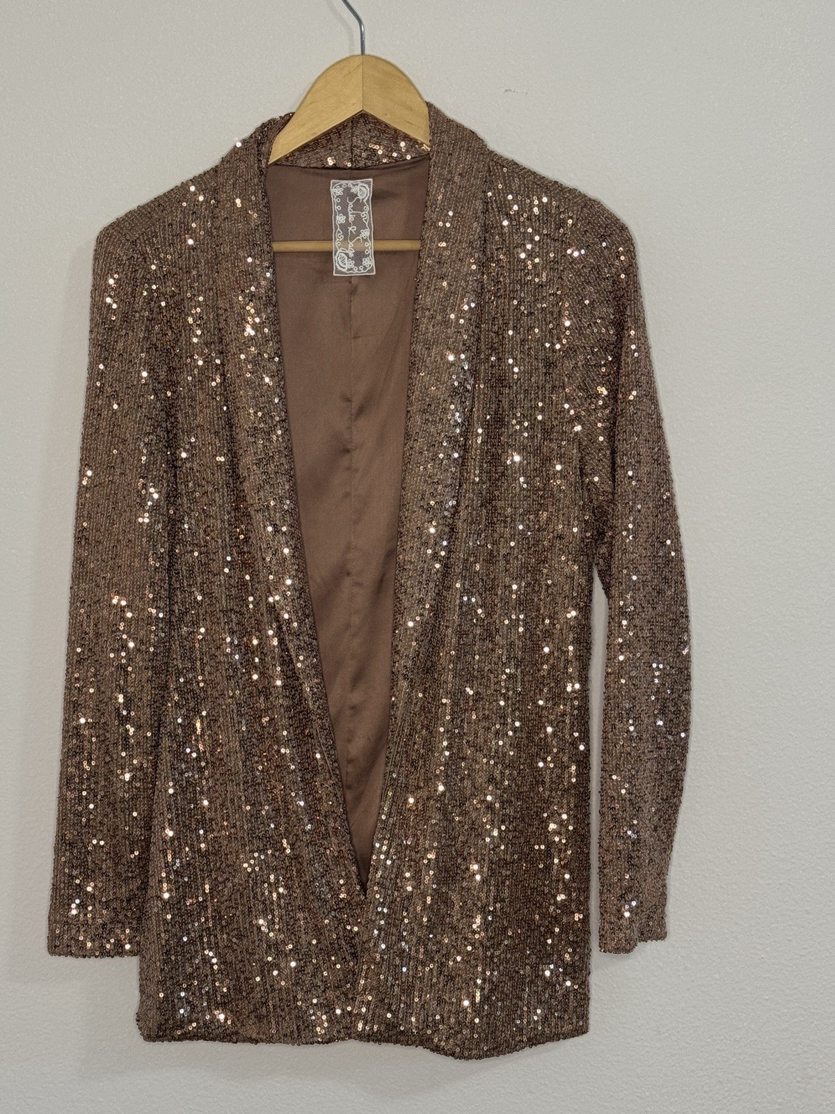 ✨ Sadie & Sage Rose Gold Sequin Blazer Jacket – Size Medium
