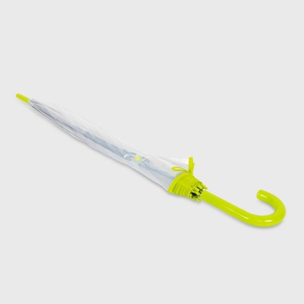 Bubble Umbrella – Clear Aloe: Manual Solid Design, Plastic Handle, 52″ Span