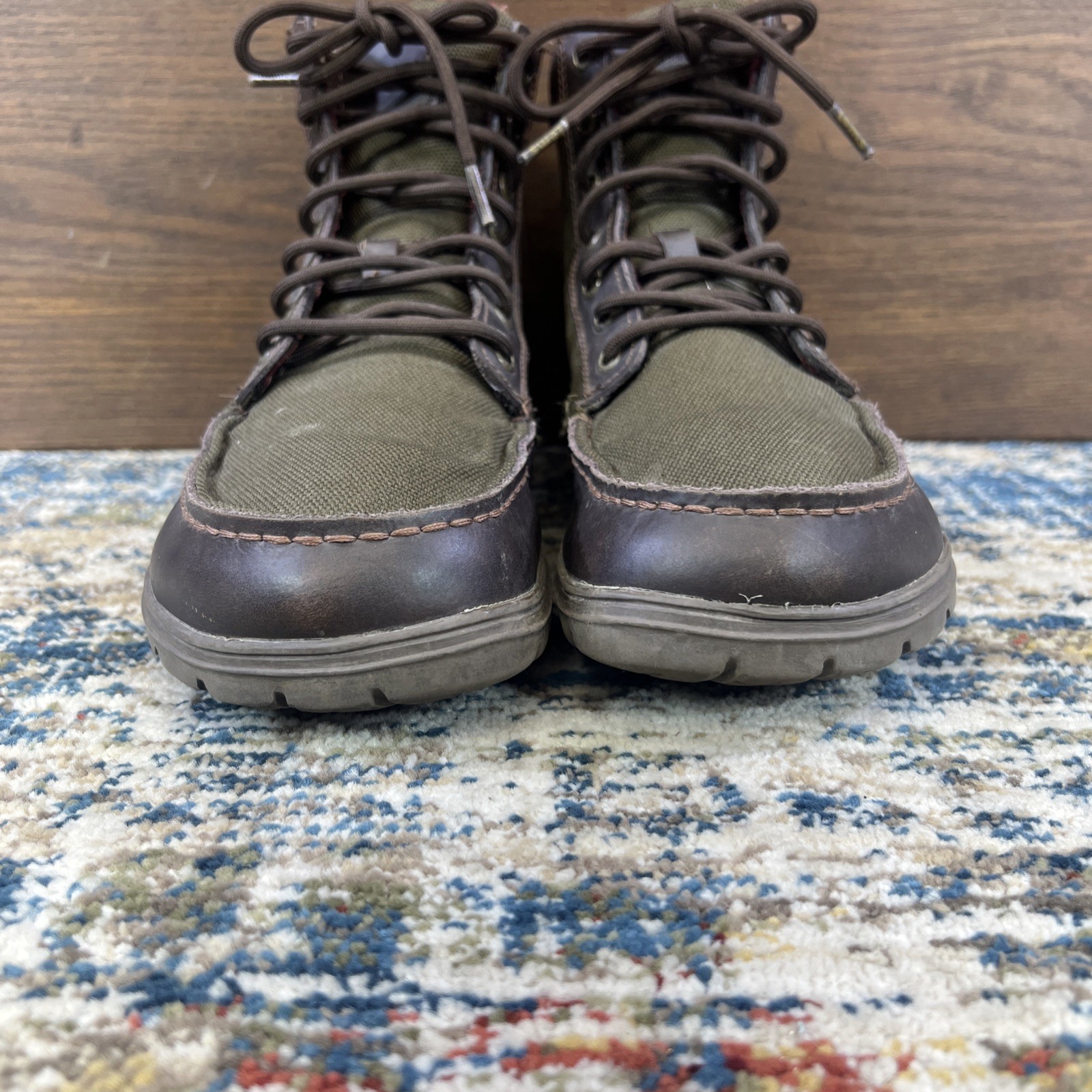 Lems Boulder Boots Timber Green Brown Leather Plaid Lined Mens Sz EU 44 US 10.5