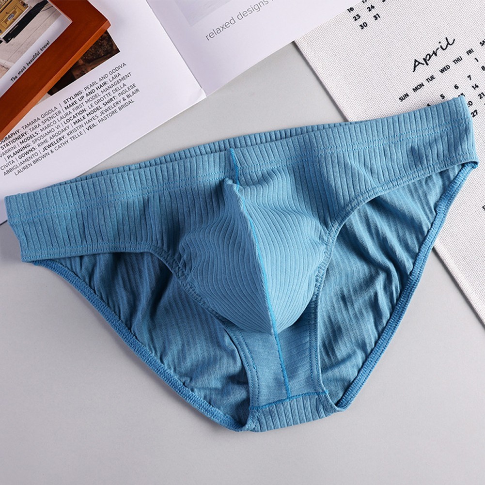 Solid Color Men’s Briefs Cotton Spandex Blend Low Waist Breathable Fit