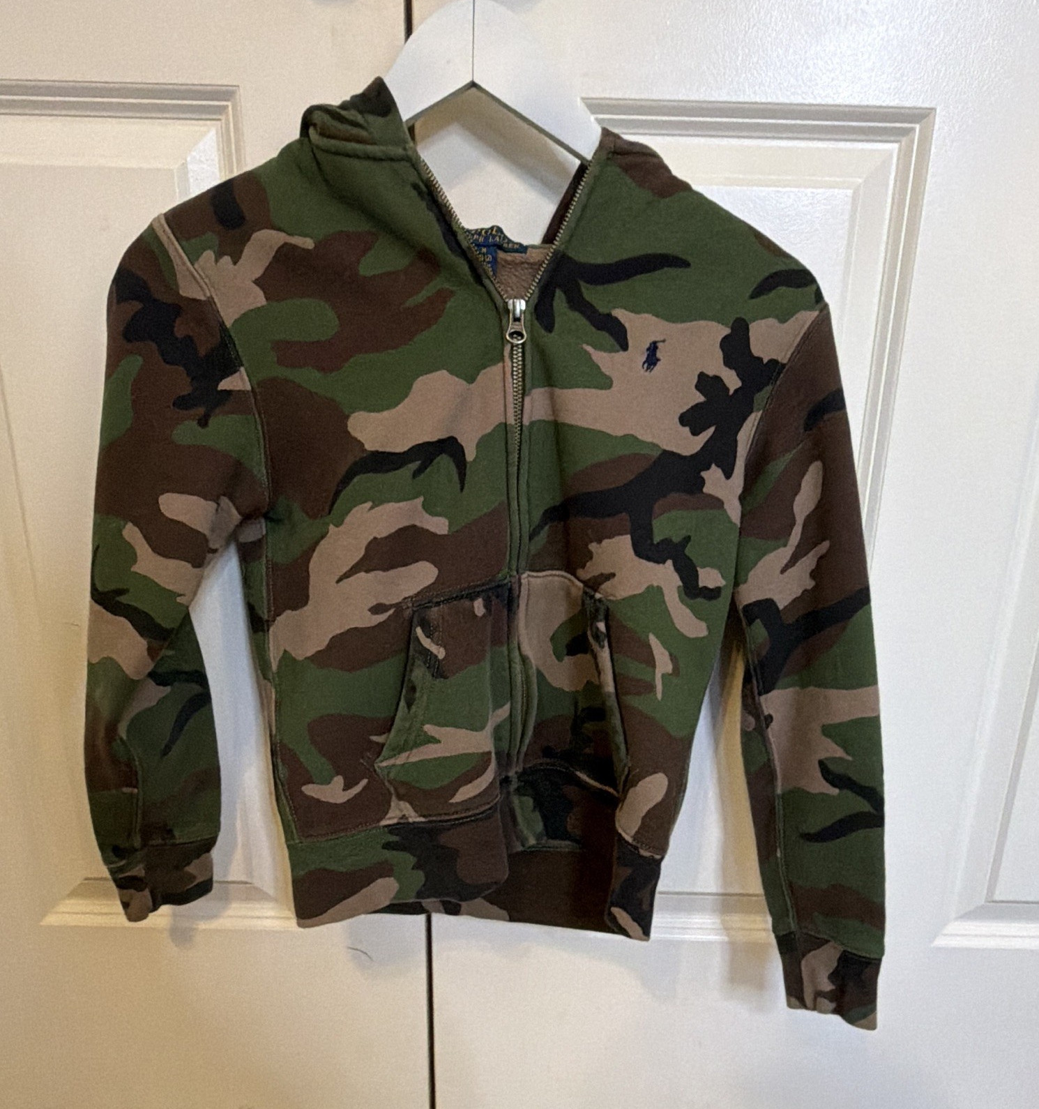 Polo Ralph Lauren Boys Camo Fleece Full Zip Hoodie w/ Pockets Size M 10-12