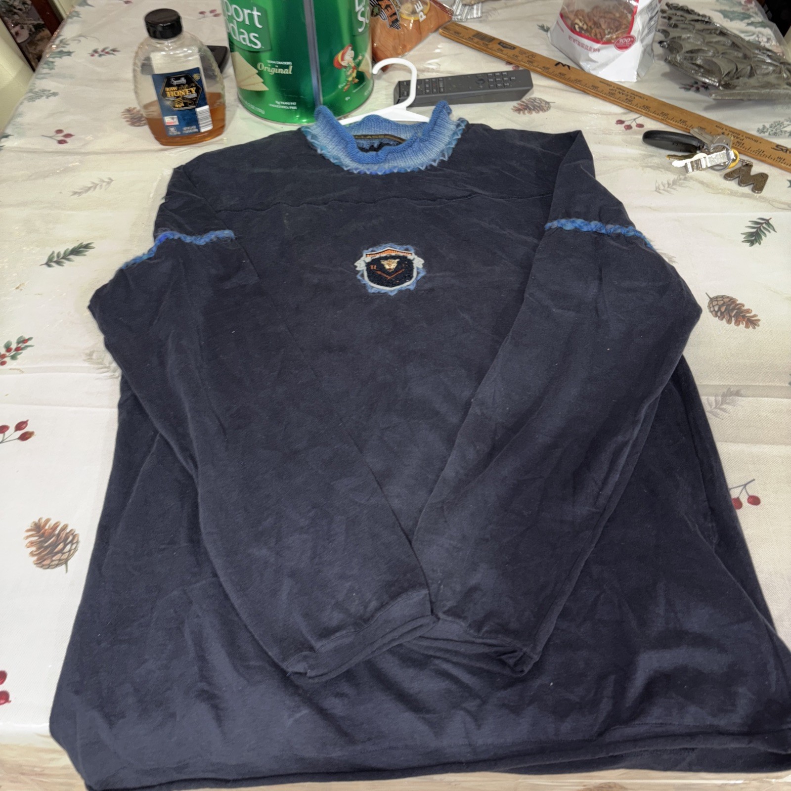 Class Roberto Cavalli Men’s Long Sleeve Shirt Black Blue Designer Casual IT 52
