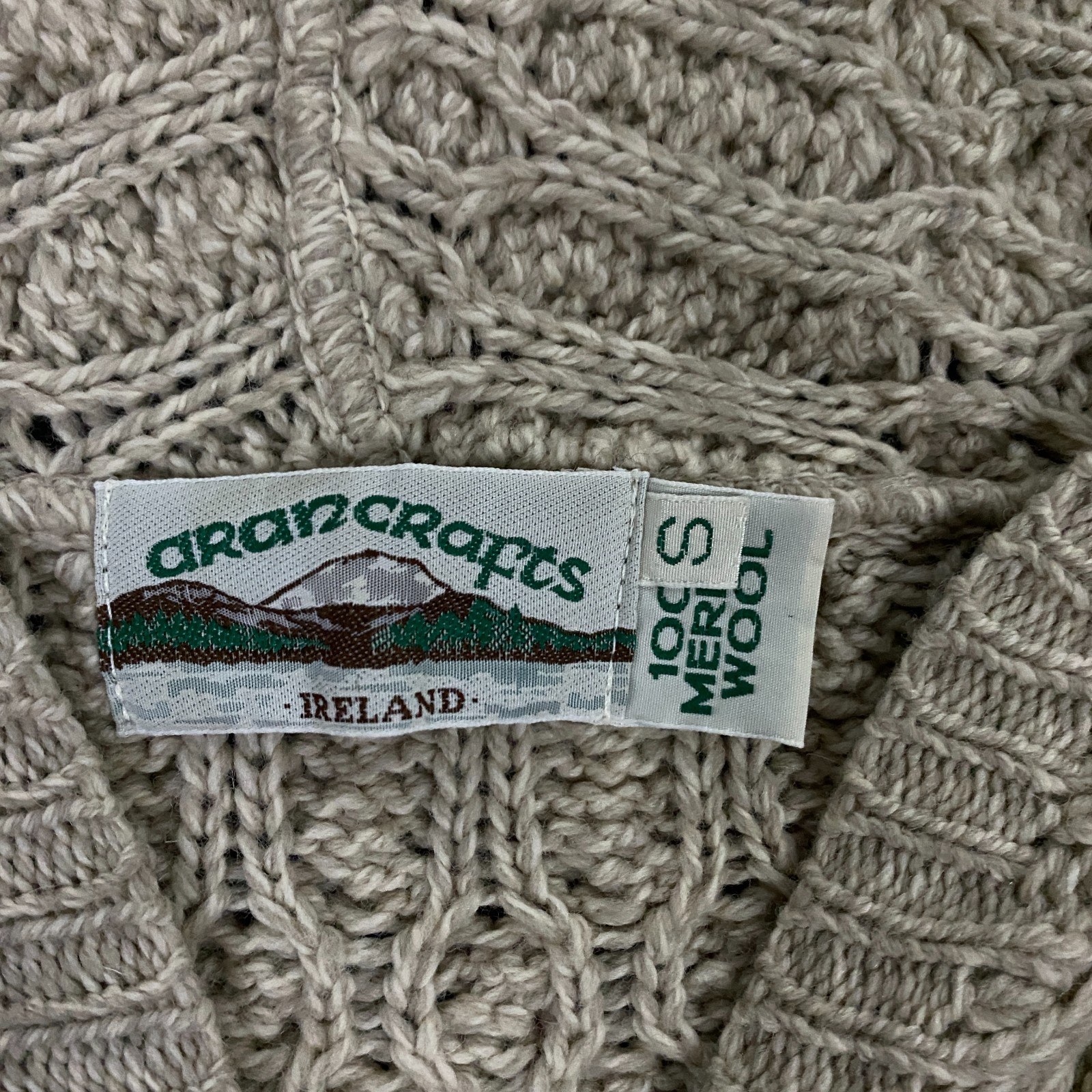 Aran Crafts Sweater Women Small Wool Cable Knit Hoodie Fisherman Made in Ireland