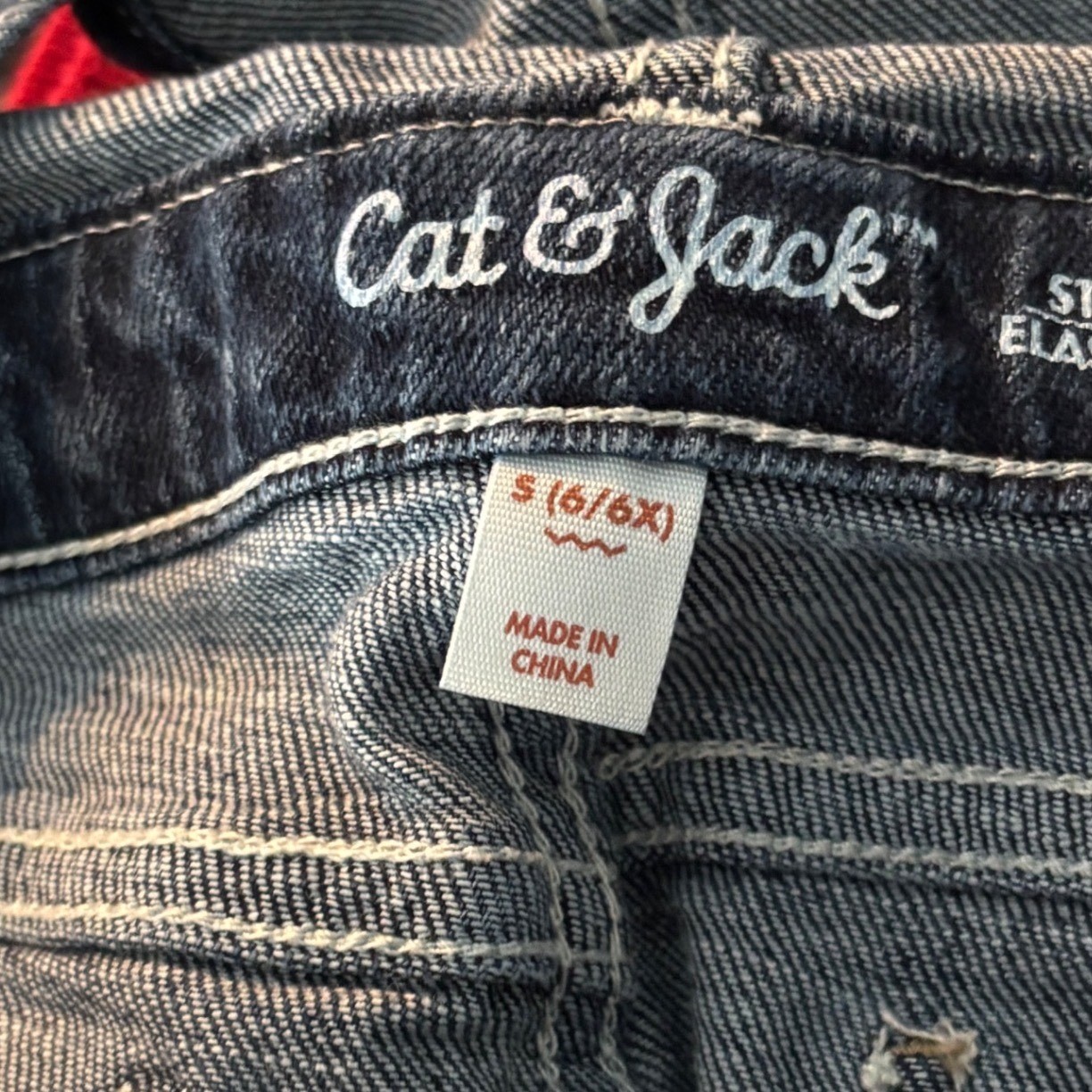 Cat & Jack Girls Unicorn Denim Overalls Dark Wash Blue Jeans Size S 6/6X