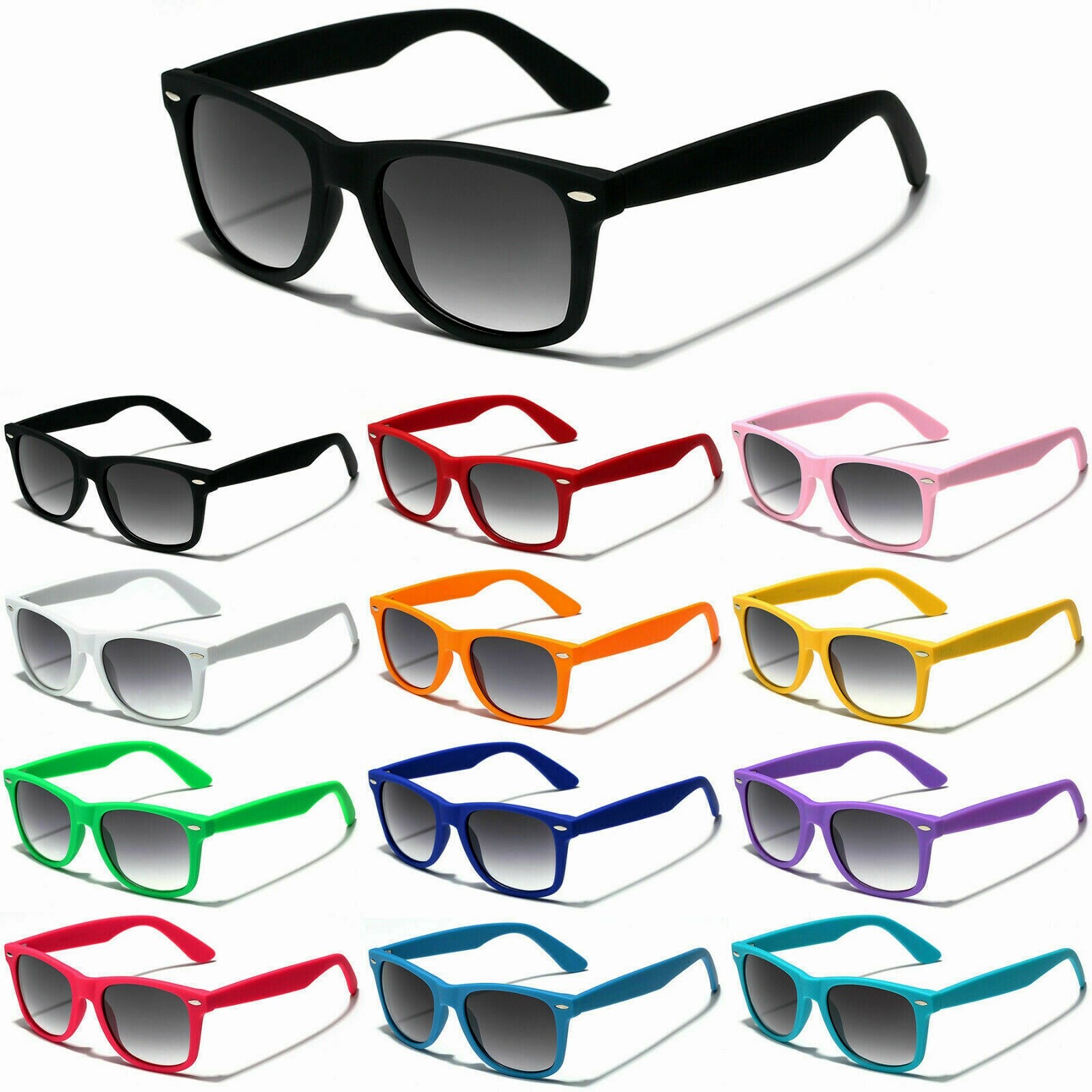Classic 80’s Vintage Style Horn Rimmed Sunglasses Rubberized Frame Gradient Lens