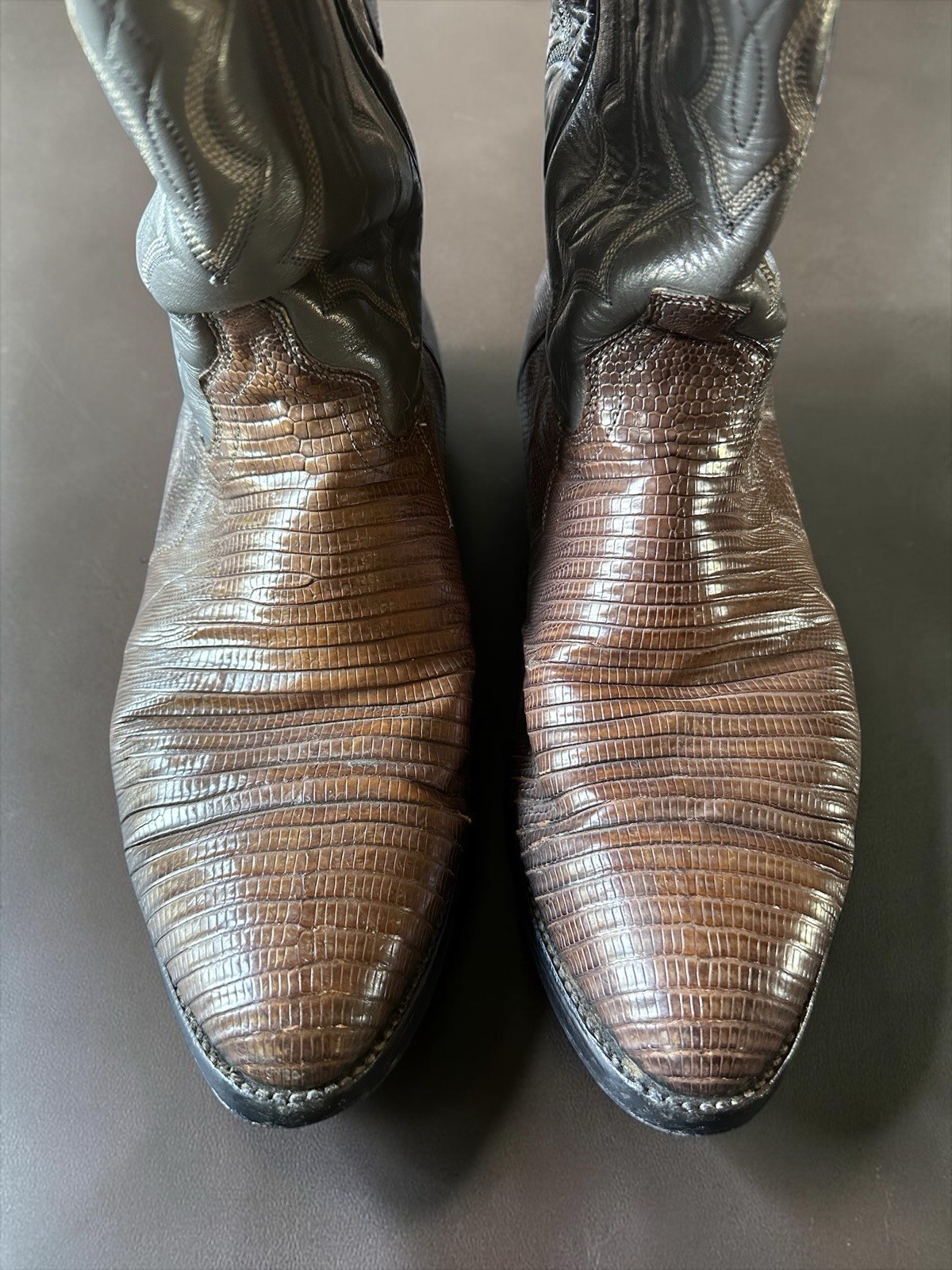 Vtg J. Chisholm Teju Lizard Skin Cowboy Boots Western Men’s 9EE USA Model 972