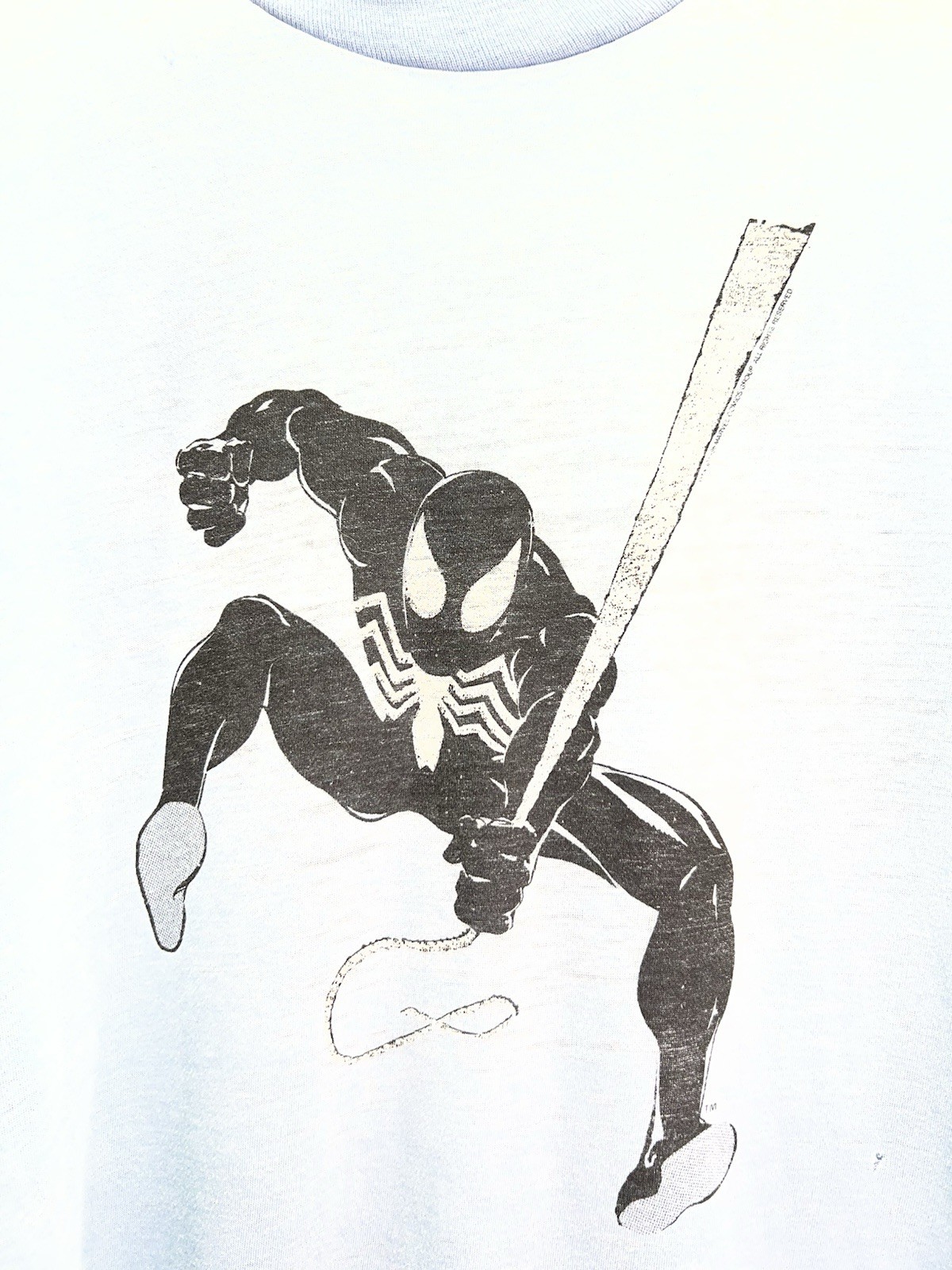 Vintage 1986 Marvel Spider-Man Symbiote Graphic Print T-Shirt Mens XL Blue