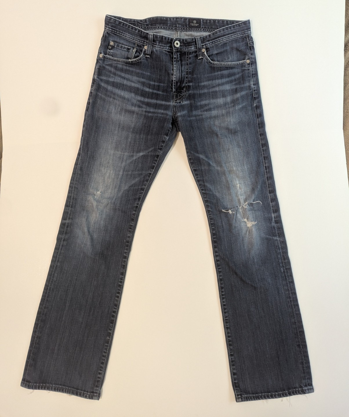 AG Adriano Goldschmied Men’s Slim Straight Medium Wash Blue Denim Jeans