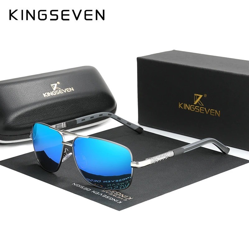 KINGSEVEN Polarized Sunglasses Men Aluminum Frame UV400 Mirror Driving Glasses