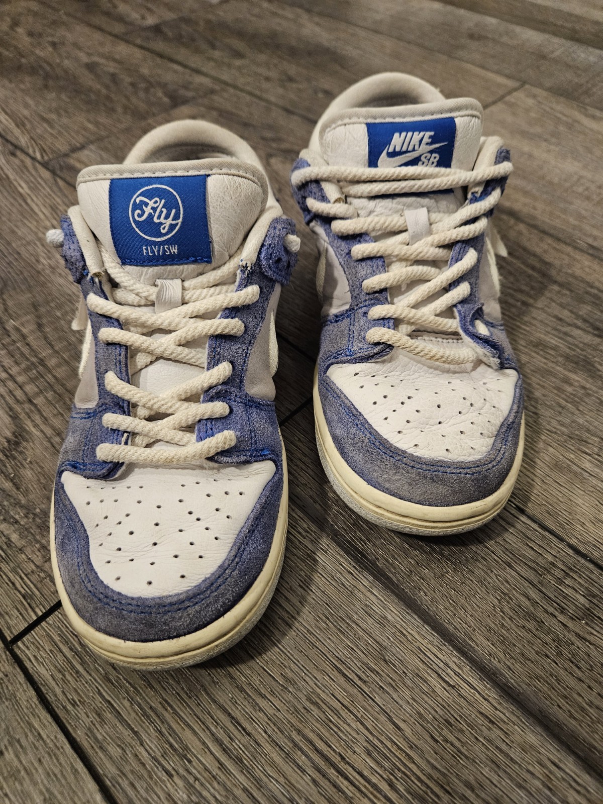 Nike SB Dunk Low Fly Streetwear “Gardenia” White Blue Suede women’s 4