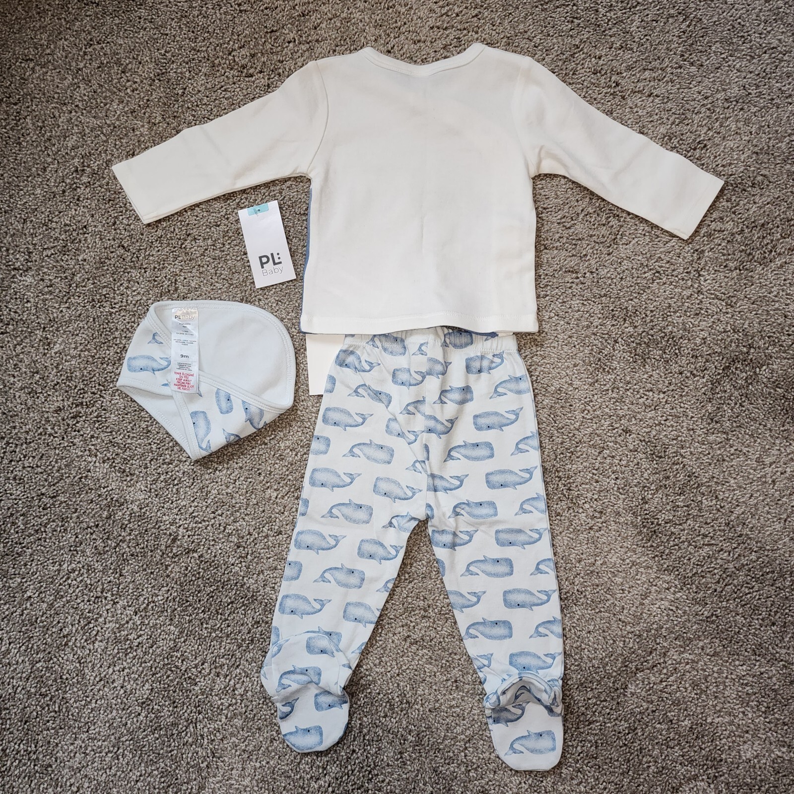 PL Baby 2 pieces-Long Sleeve Shirt & Footie pant size 9 Months NEW W/tags