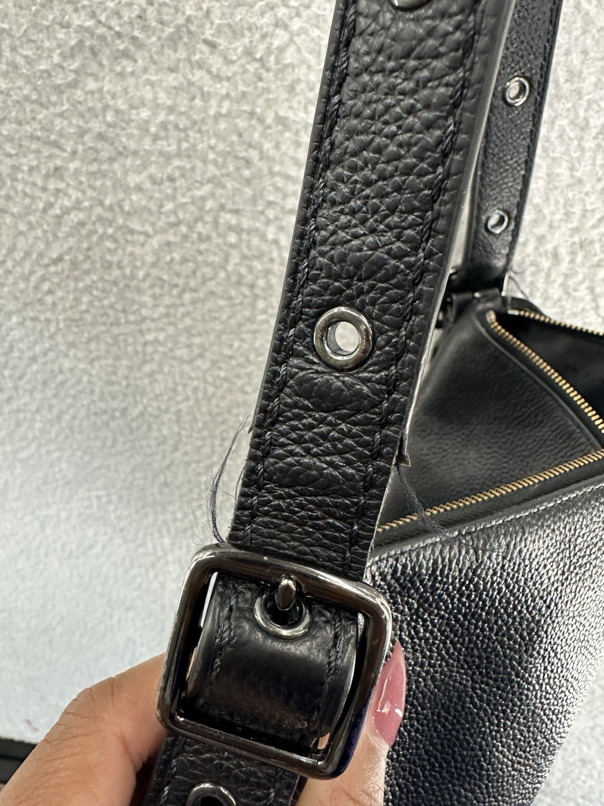 Coach Dufflette Leather Crossbody Bag Black Purse Strap Metallic 21377 Preowned