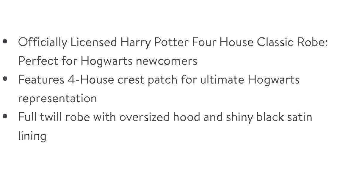 🧙Harry Potter House Robe •Hogwarts Robe By Disguise One Size Kids’ Fit XS – 2XL