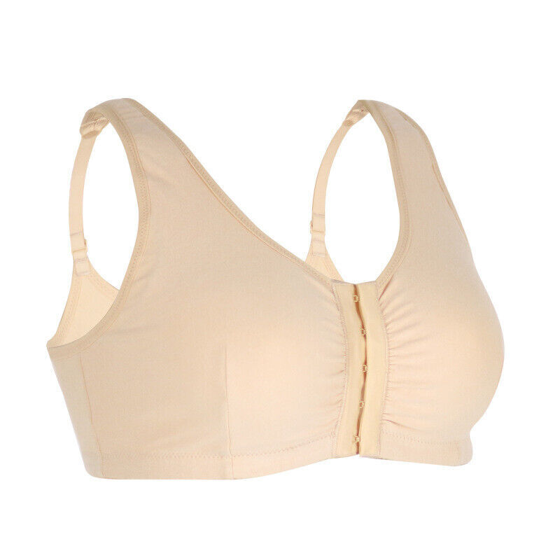 Post Surgery Pocket Bra Wireless Mastectomy Bra Front Closure Breathable Cotton