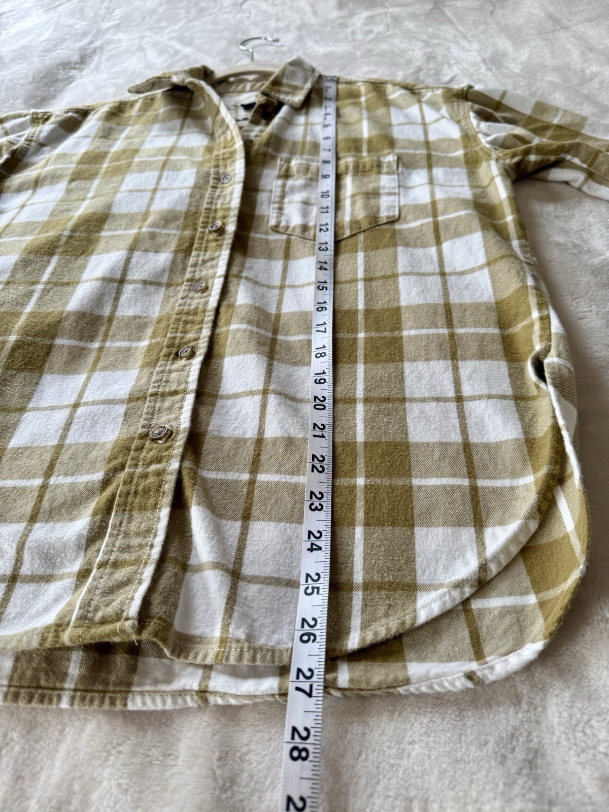 Universal Thread Mustard & White Plaid Button Front Oversize Shirt XS