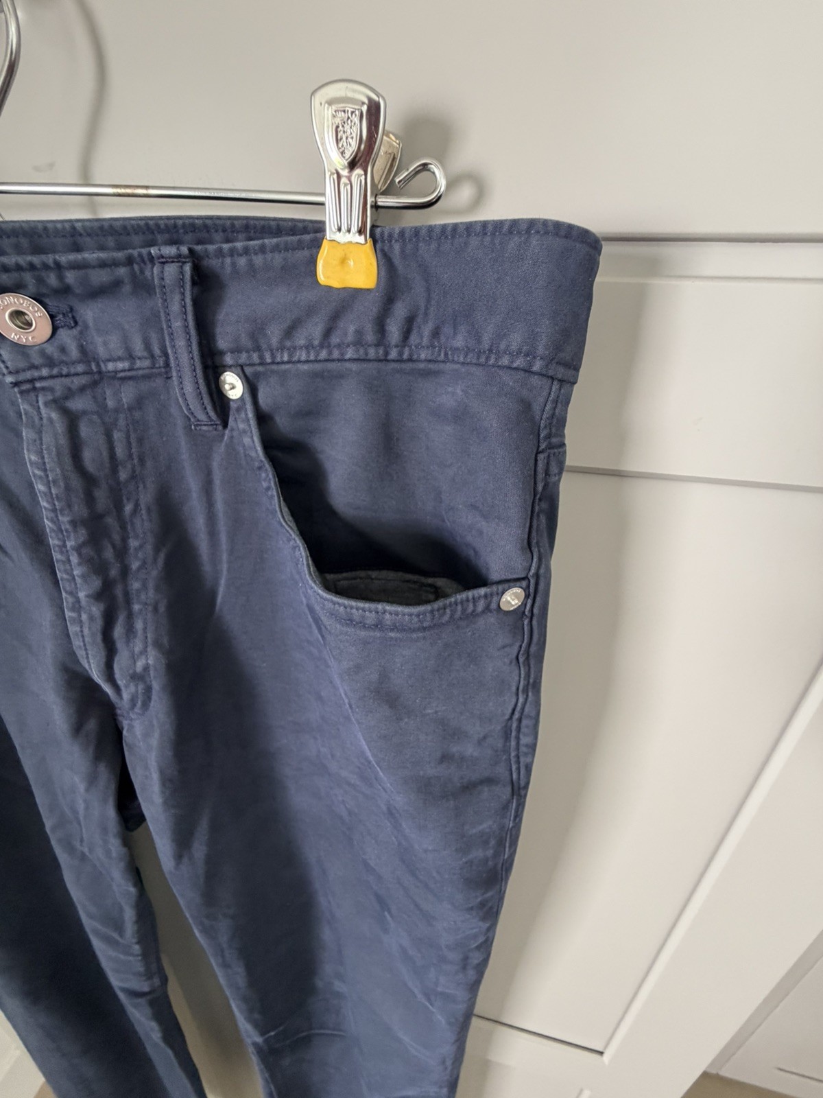 Bonobos Italian Brushed 5-Pocket Pants 34×36 Slim Fit Dark Navy Blue Mint