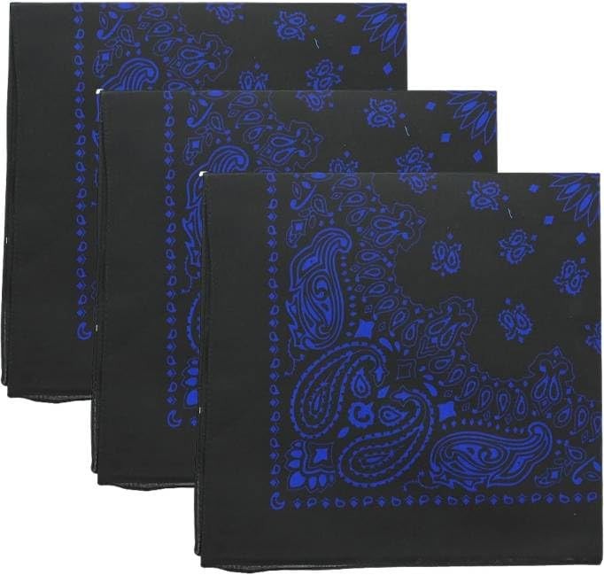 Trainmen Paisley Bandanas Head Scarf Do-rag 100% Cotton Bandanna 22″ x 22″ 3Pack