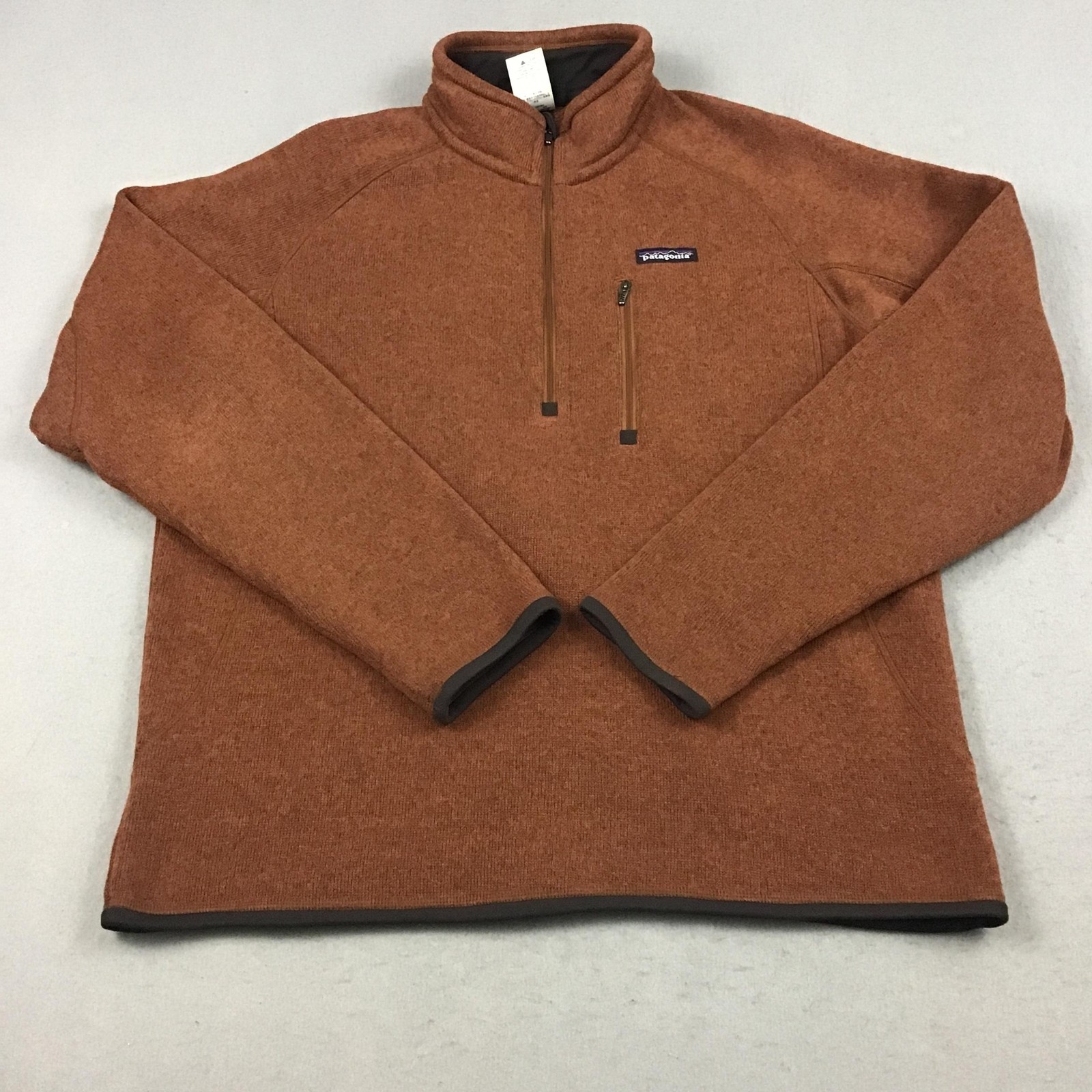 Patagonia Jacket Men Large Orange 1/4 Zip Fleece Pullover Zip Pocket Polyester L