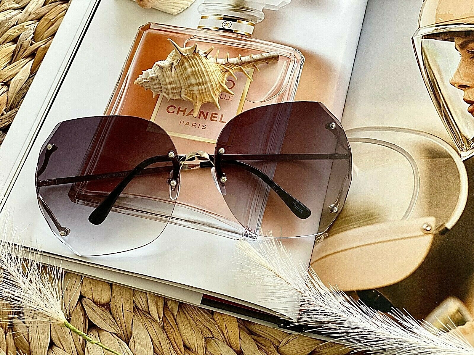 XXl HUGE BIG OVERSIZED “Rimless” Bolted Round Women Gradient Sunglasses SHADZ