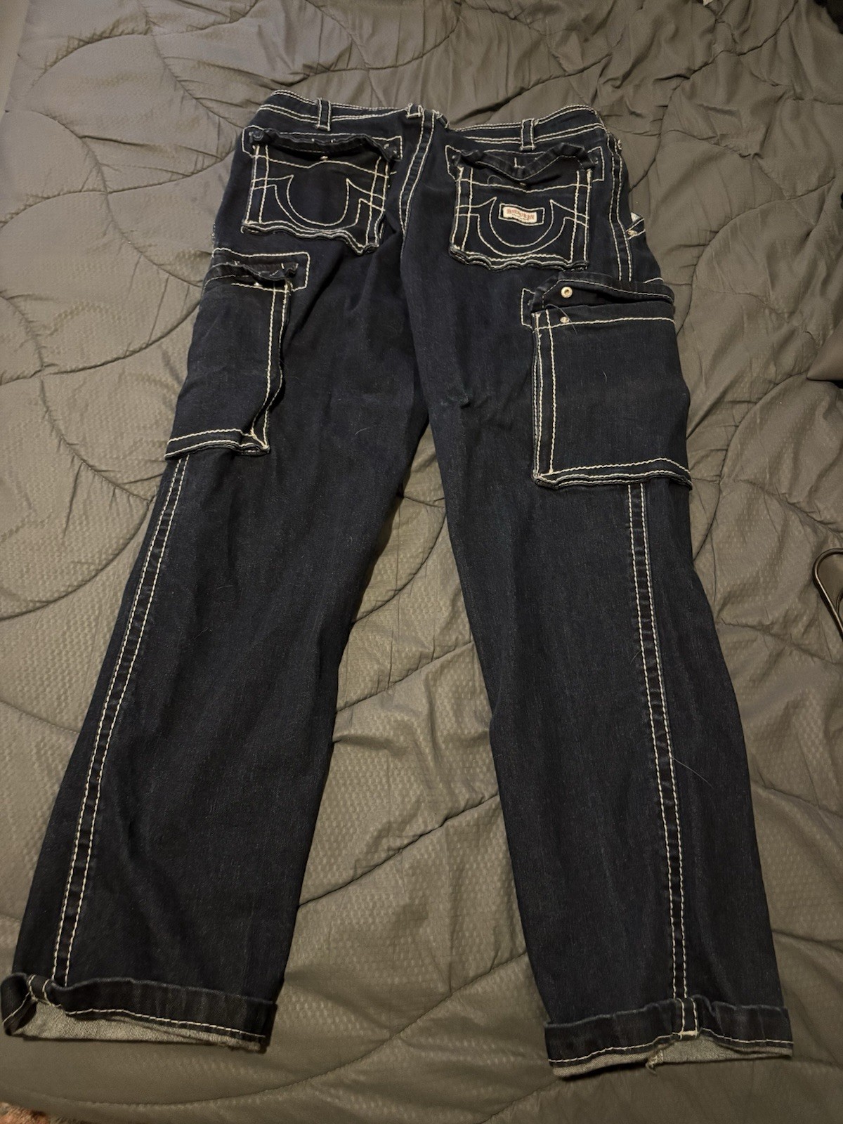 Navy Blue Cargo True Religion￼Double Stitch