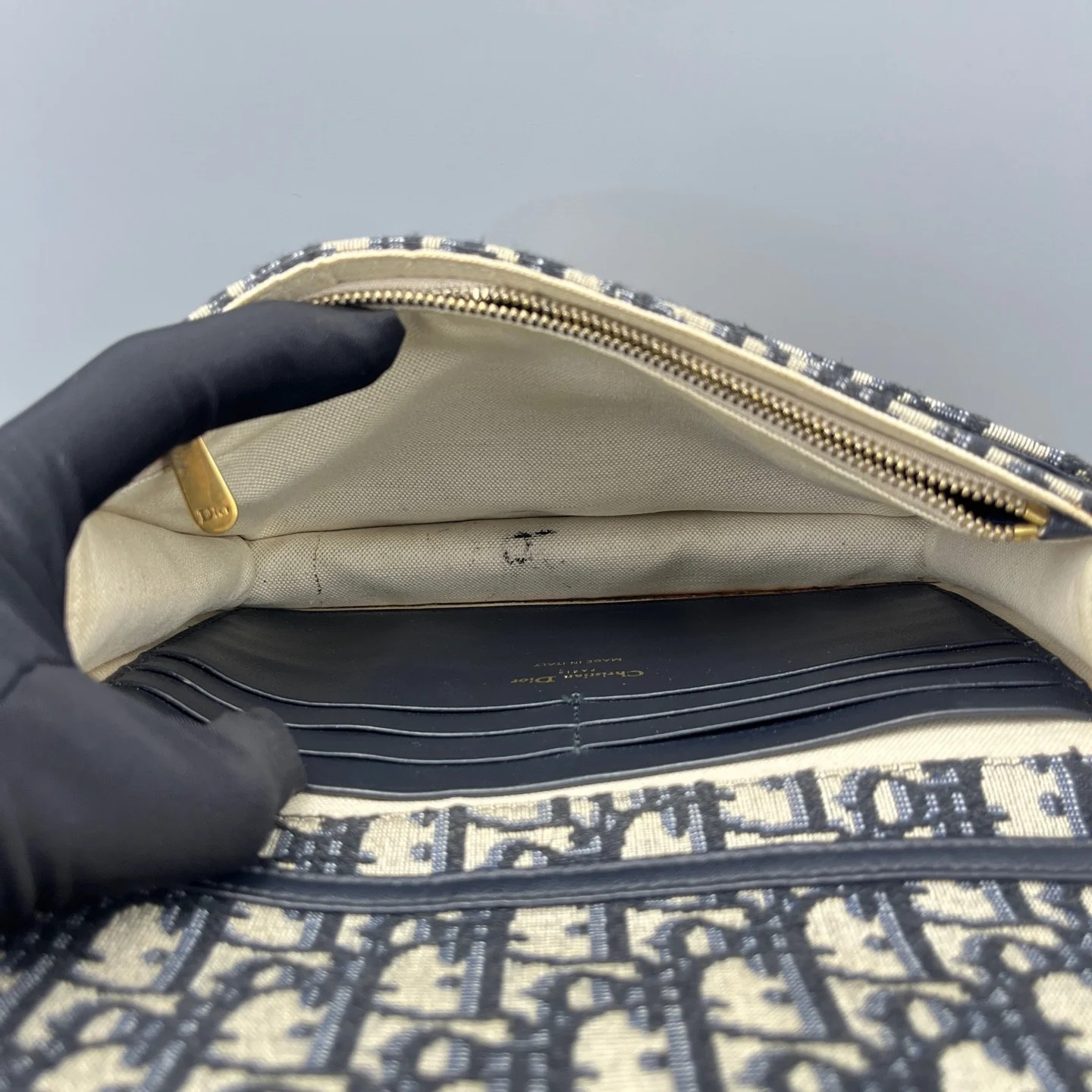 Dior Embroidered My Dior Daily Chain Pouch Blue Beige Oblique (ym052726c9r)