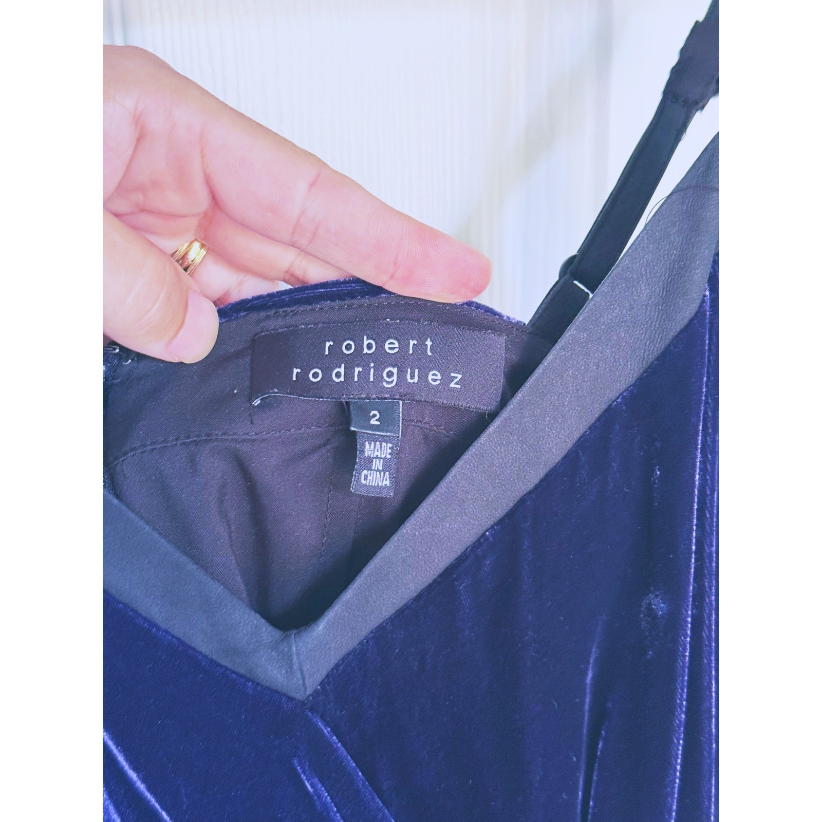 Robert Rodriguez Old Hollywood Blue Velvet Cocktail Dress Size 2 Retro Glam