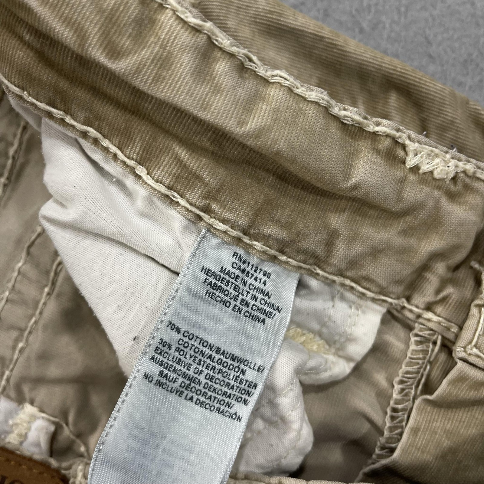 True Religion Ricky Jeans Mens 34×33 Beige Relaxed Straight Embroidered Denim