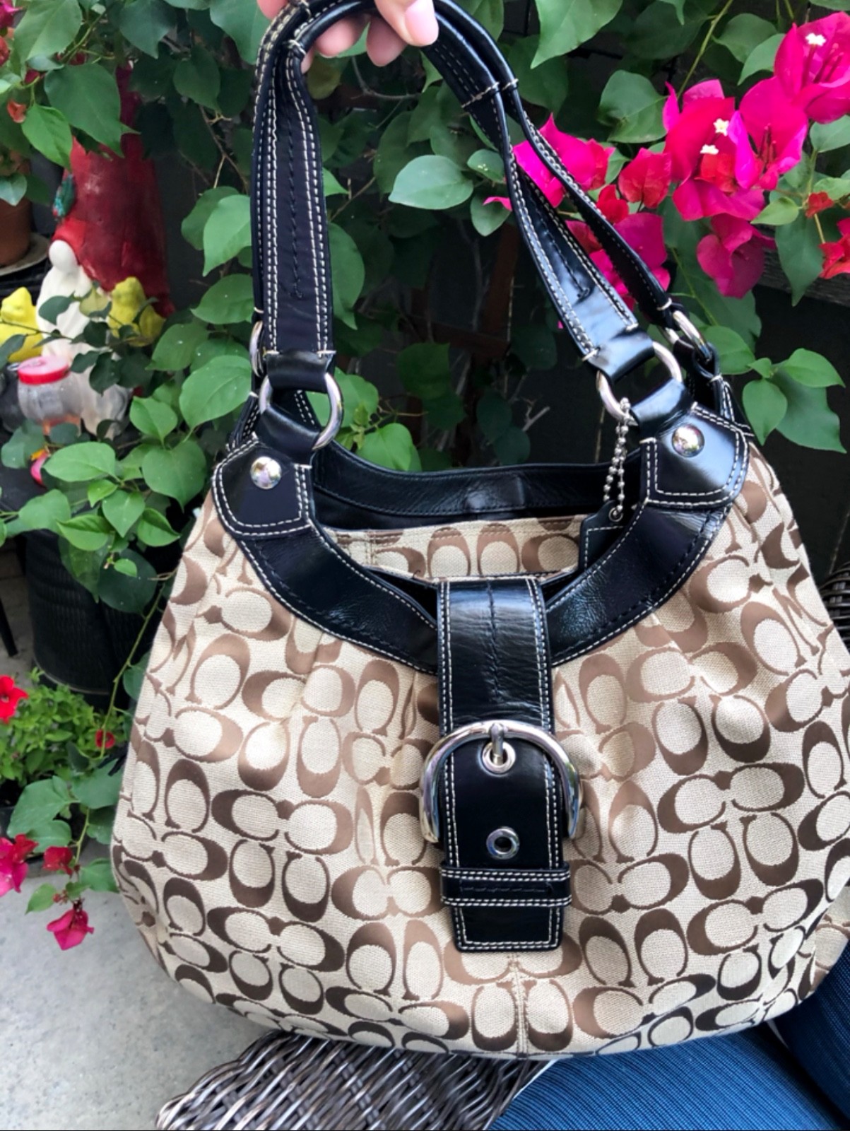 Coach Soho Lynn Large Hobo Shoulder Y2K Bag Brown Canvas F15083