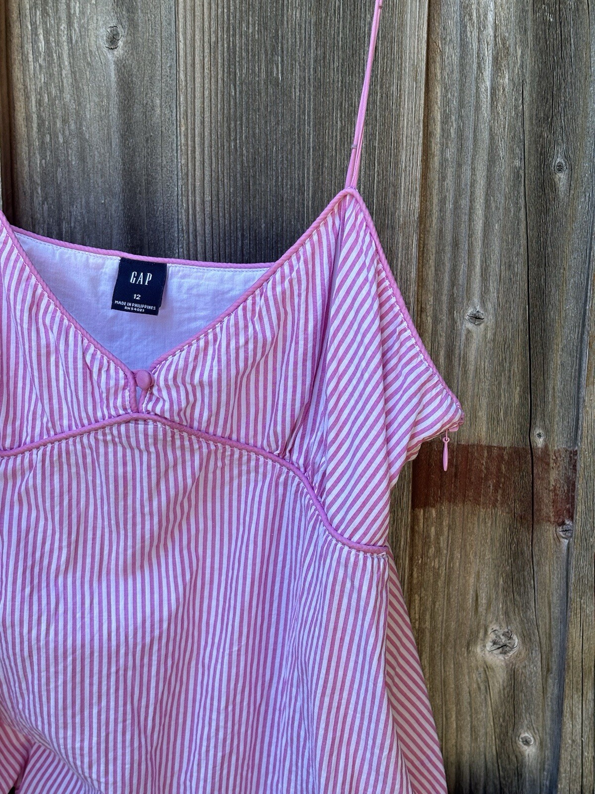 Gap Cami Summer Top Side Zip W 12 Pink White Stripes Lined Fresh Chic Straps