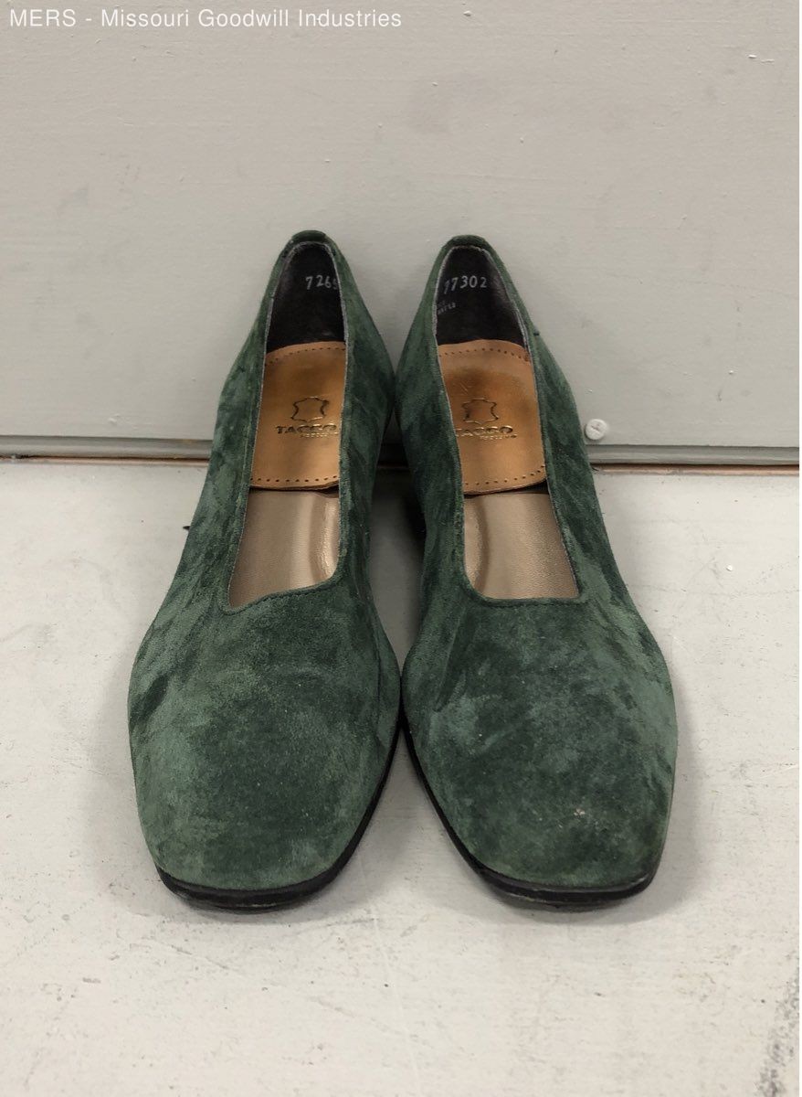 Tacco Forest Green Suede Leather Low Block Heel Pumps Women’s Size 8.5 N
