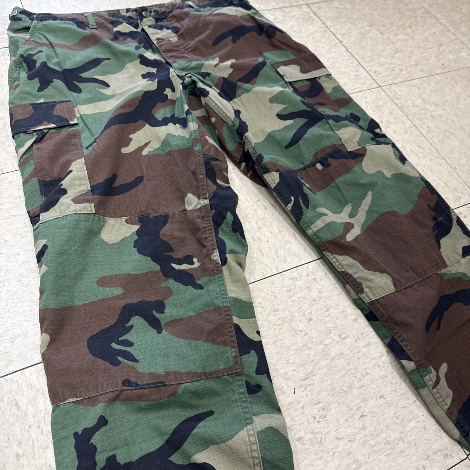 Vintage USGI BDU Pants Large Reg Woodland Camo Combat Cargo Trousers 90s (M831)