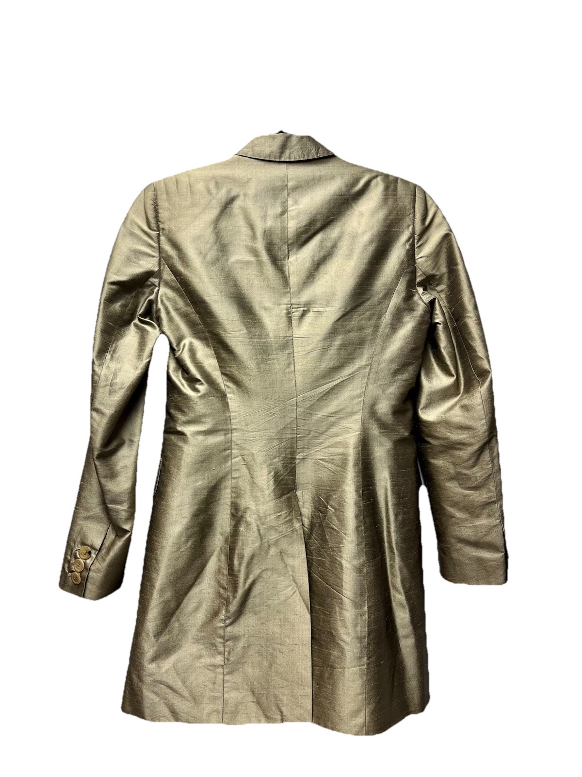 Whistles London 4 Bronze Italian Silk Shiny Jacket Metallic Y2K Academia Preppy