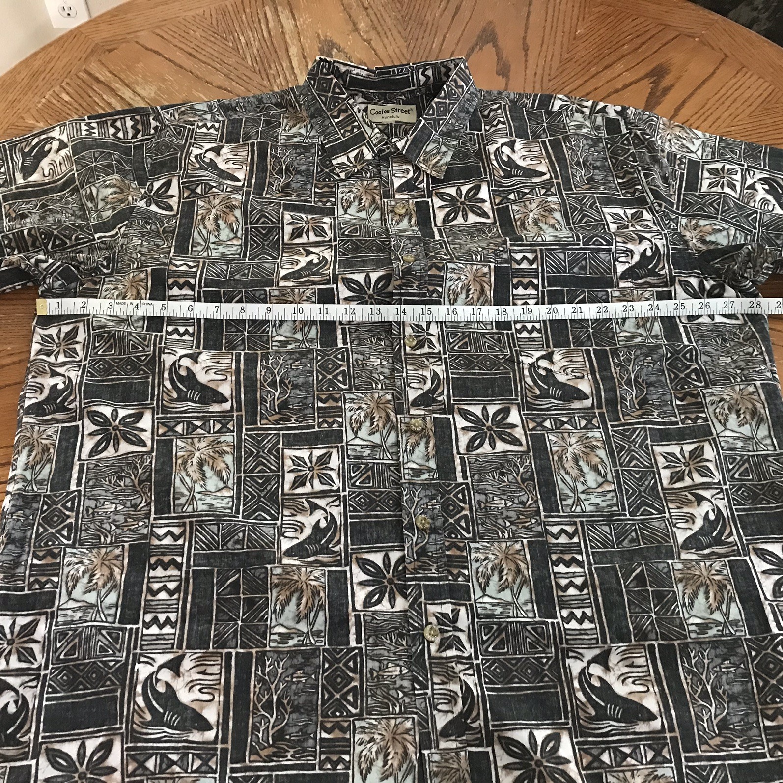 Cooke Street Honolulu Shirt Men’s XXL Black Grey Brown Reverse Palm Hawaiian