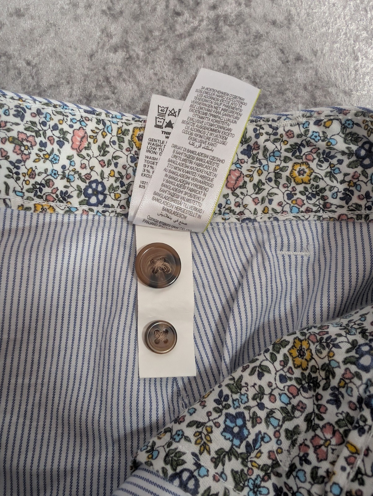 Marks & Spencer Blue & White Striped Tapered Cotton Summer Chino Trousers UK 12