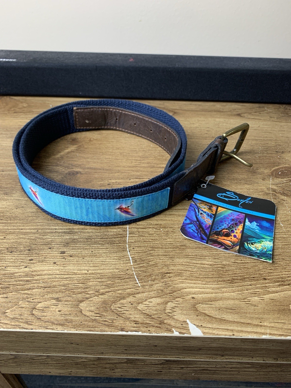 Savlen Fly Fishing Ribbon Belt Golf Pickleball Preppy Level Wear Cotton/Leather