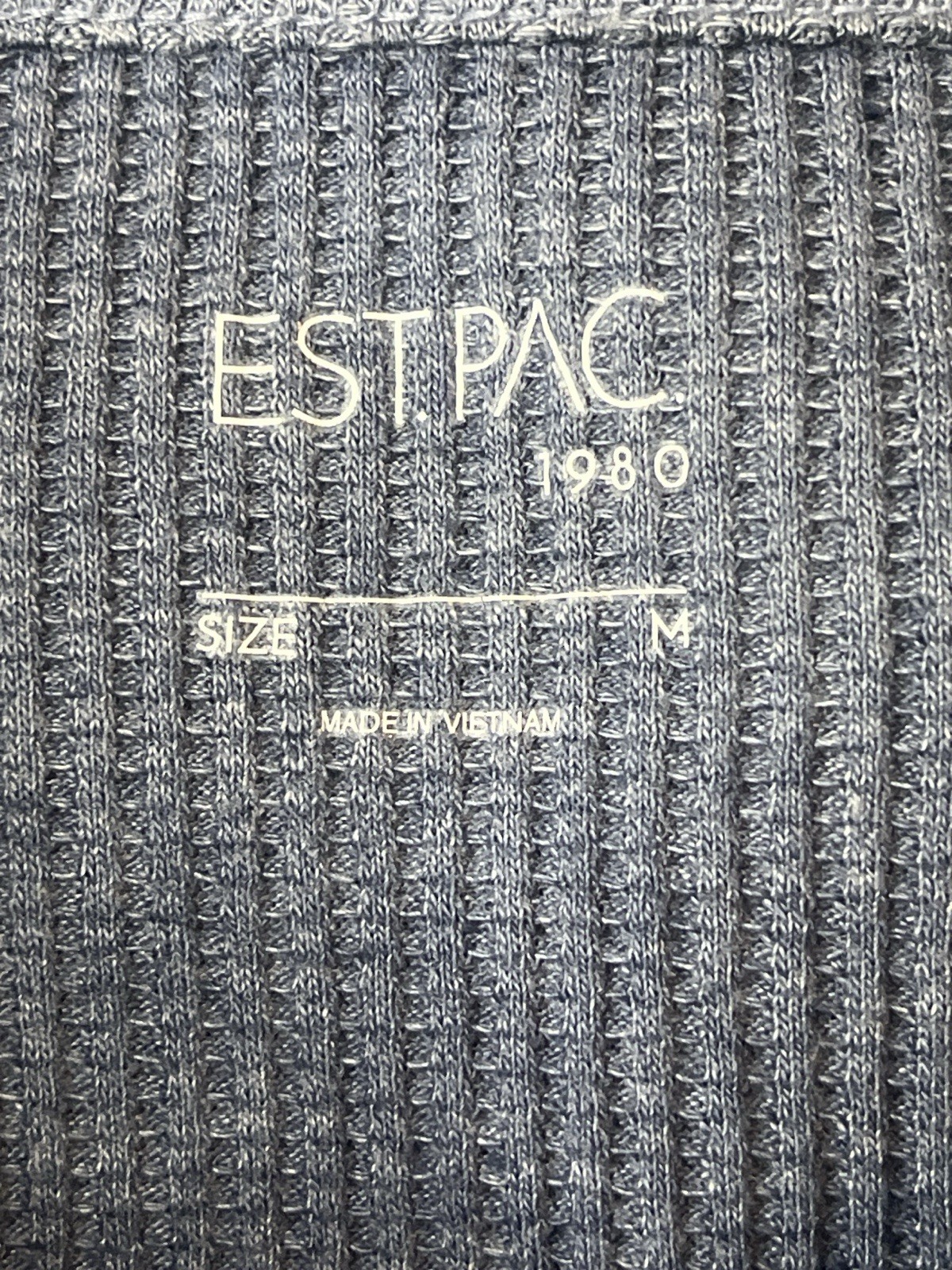 Estpac Women’s Blue Ribbed Knit Crew Neck Long Sleeve Pullover Top M