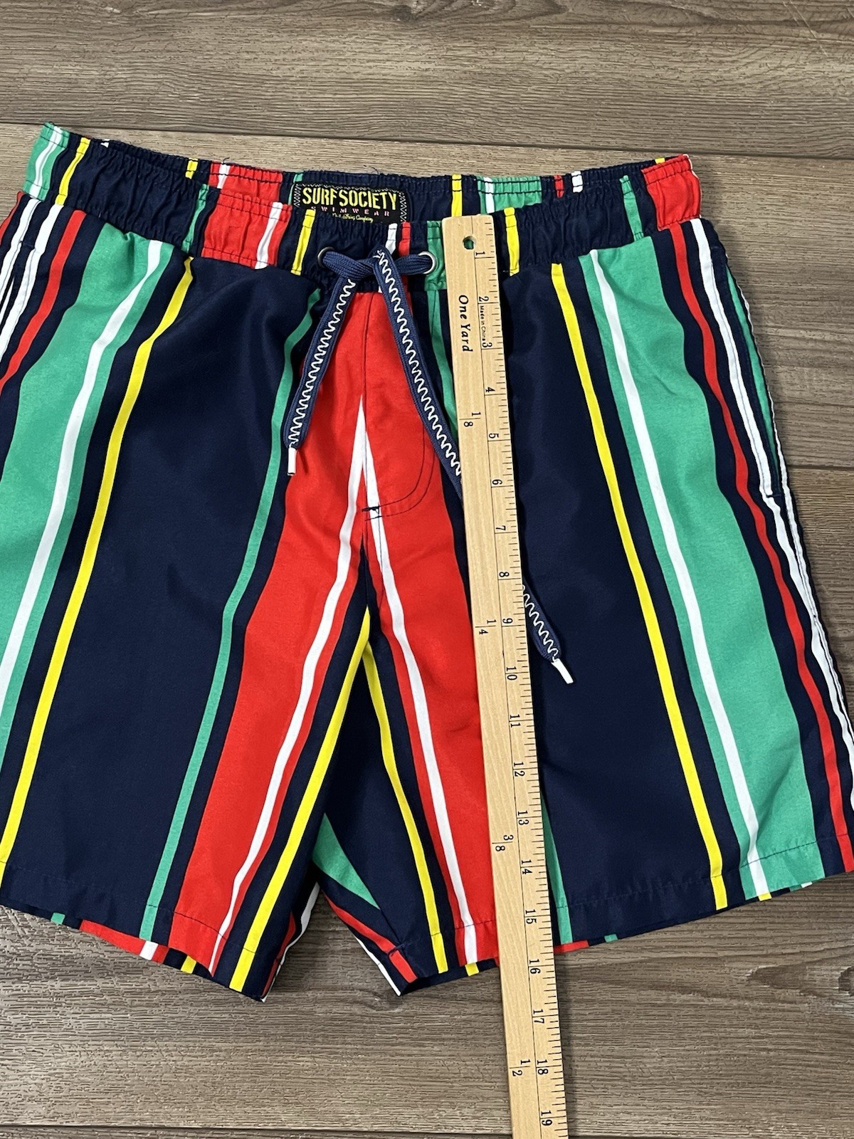 Surf Society Swim Trunks Mens M Lined Striped Multicolor Preppy