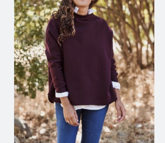 Frank & Eileen Effie Long Sleeve Funnel Neck Capelet Sweatshirt Top M Oversized