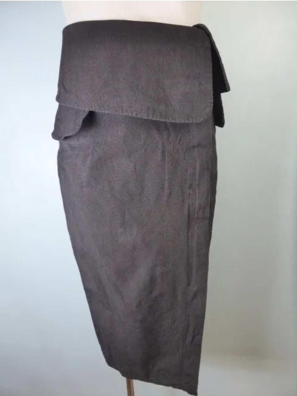 CUE high waisted brown skirt Imported Fabric Italy 8 Work Wear Linen Designer