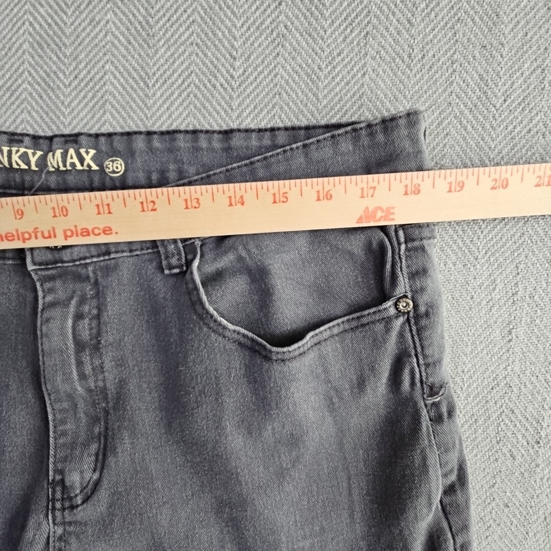 Franky Max Jeans Men’s W36 L30 Tapered Gray Wash Moto Biker Reinforcement Denim