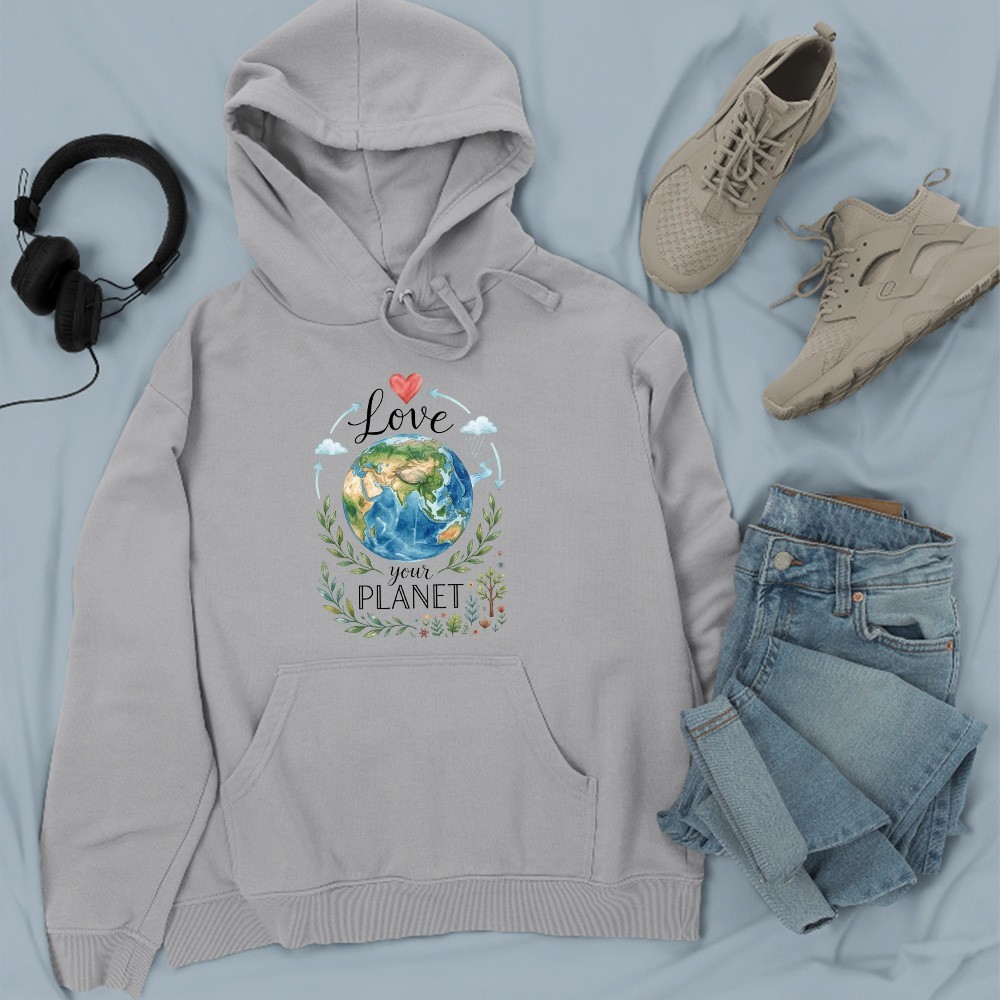 Love Your Planet Hoodie Earth Day Eco Friendly Global Awareness Gift