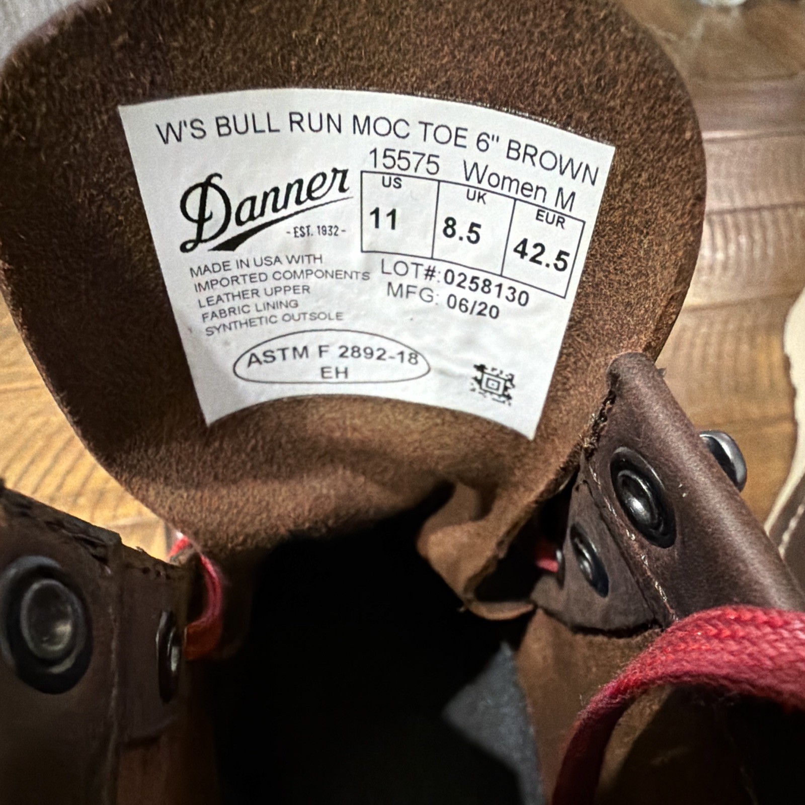Danner Bull Run Moc Toe 6″ Brown Leather Lace-Up Work Boots Women US 11 M