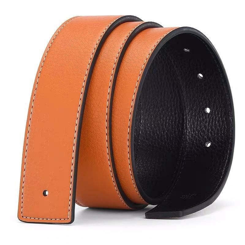 New Leather No Buckle For H 38mm Replacement Belt Men’s Strap Straps*