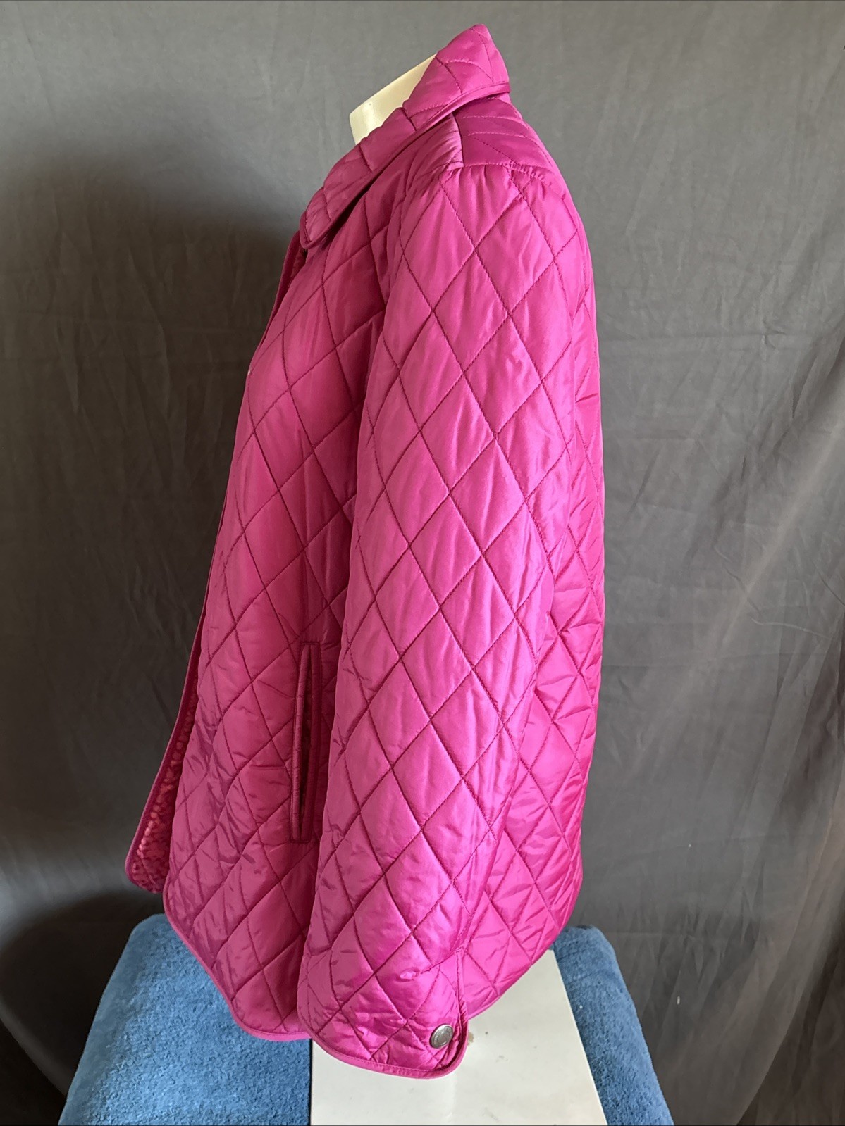 Coach Women Nylon Blended Quilted Logo Snap Button Jacket Rose S Puffer Coat