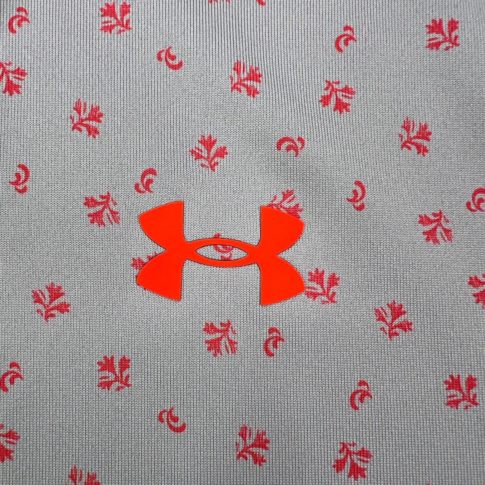 Under Armour Playoff Polo Shirt Mens Large Gray Floral Print Performance Loose