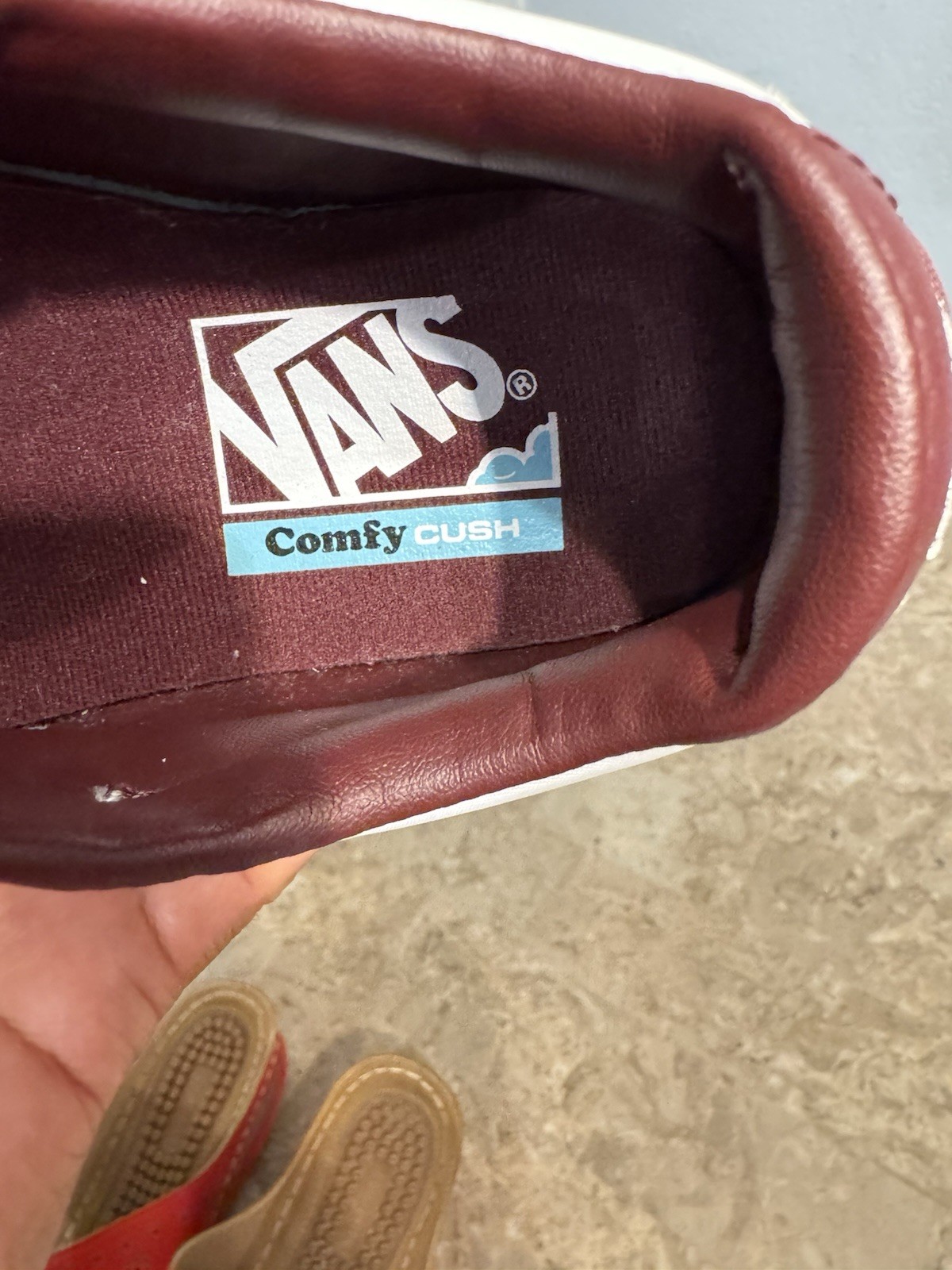 Vans Lowland CC Serio White Burgundy Gum Shoes Men 5 Women 6.5