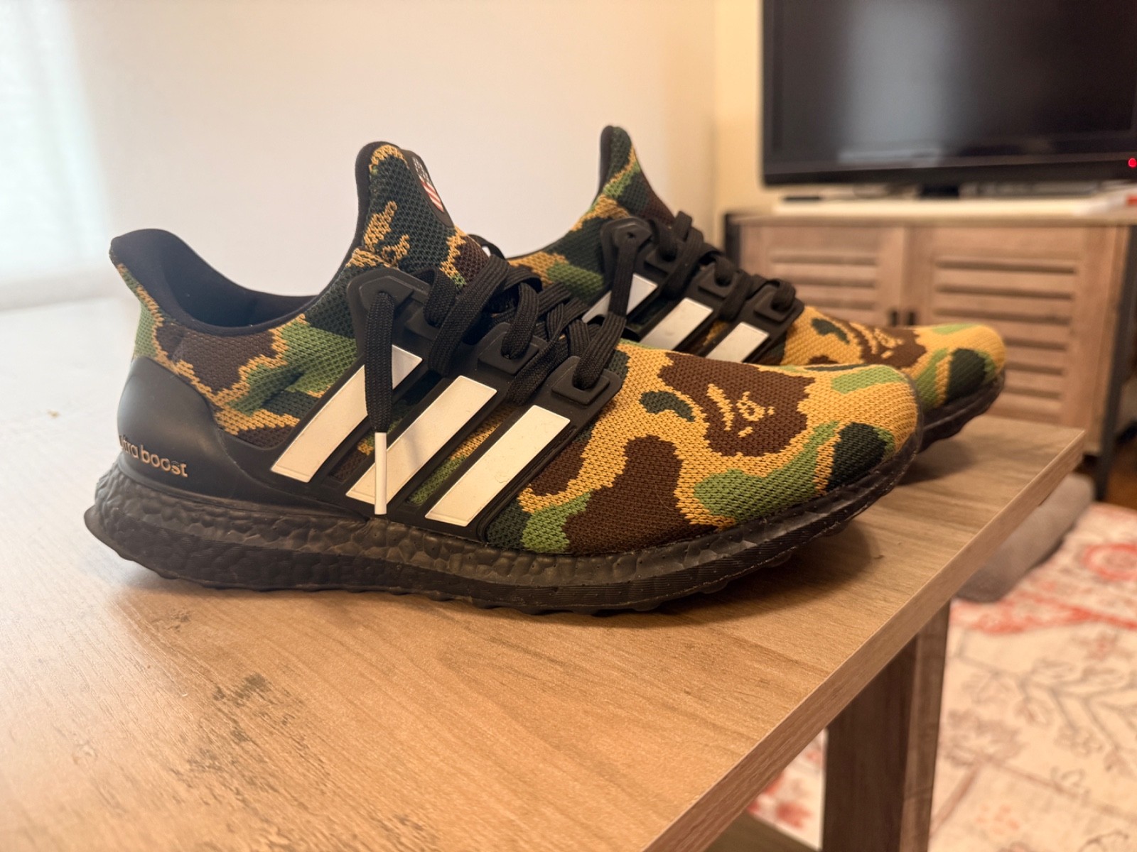 Size 9.5 – A Bathing Ape x adidas UltraBoost 4.0 Green Camo